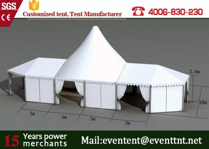 Ein Endweißes hohe Spitzen-Zelt feuerverzögernd mit Garten-Partei-Dekorationen