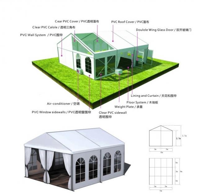 Kundengebundenes klares PVC-Dach-Hochzeitsfest-Zelt mit Tür des Glas-/PVC