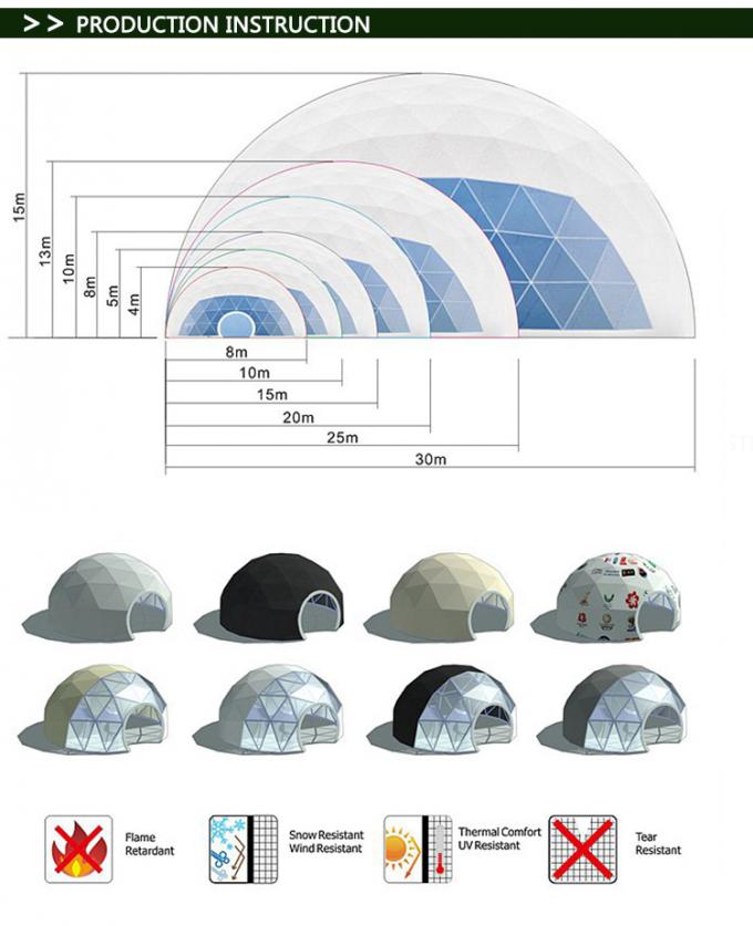Dach-Geo-Hauben-Zelt Durchmessers 20 transparentes klares mit Glasfenster