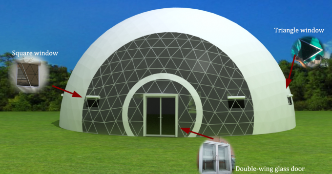 Zweischichtenpvcluxuscampingzelt, kleines gelbes Zelt der geodätischen Kuppel für Wohnzimmer