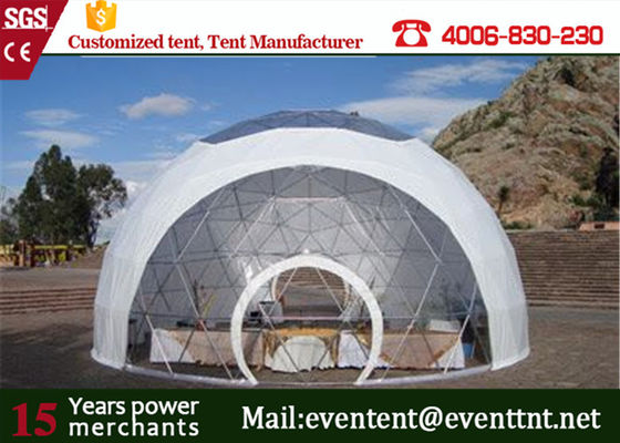 China Sonnenblende-Strand-Zelt der Farboptionales geodätischen Kuppel mit überzogenem Gewebe 850 G/M PVCs fournisseur