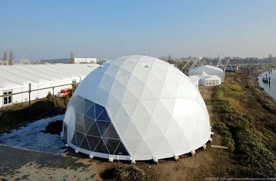 China Poweder beschichtete große Hauben-Zelte des Durchmesser-20m Geodestic mit großen Stahlrohren fournisseur