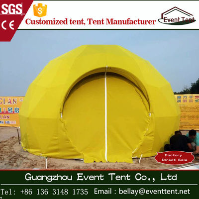 China Zweischichtenpvcluxuscampingzelt, kleines gelbes Zelt der geodätischen Kuppel für Wohnzimmer fournisseur